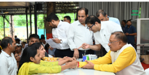 Public Darshan amidst drizzling rain